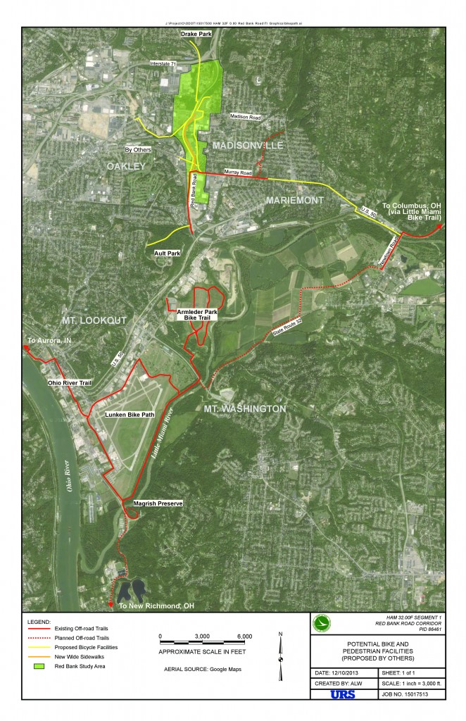 This map identifies bike routes that have been proposed thus far for linking the Red Bank Corridor to the surrounding biking facilities.  Specific routes may change as detailed design progresses.